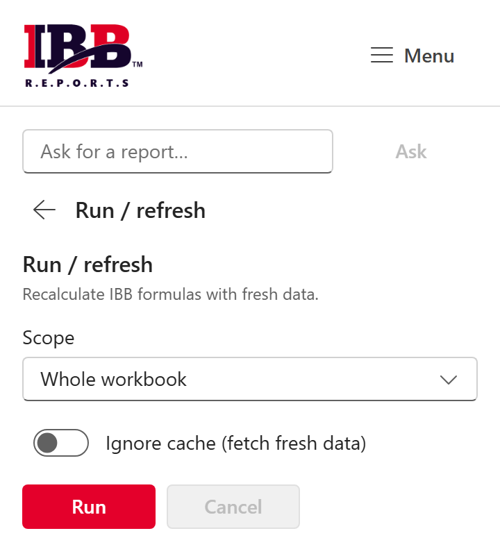 The Run / refresh page