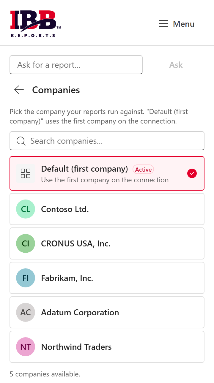 The Companies page